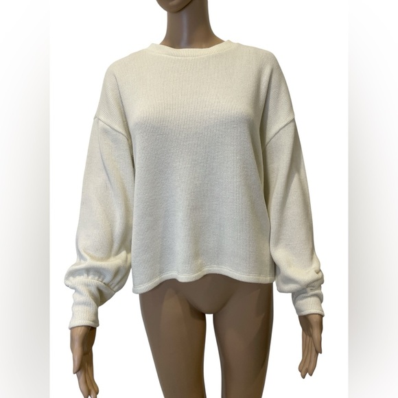 Madewell Puffed Sleeve Cozy Cream Knit Sweater size S - Picture 1 of 3